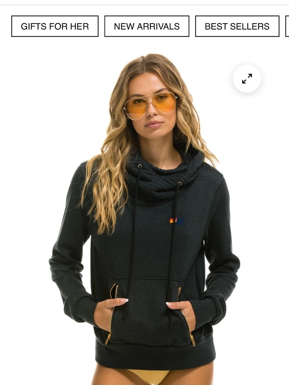 Aviator Nation Charcoal Gray Pullover Hoodie with Gold Zippers xs new